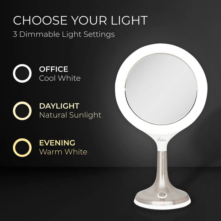 Zadro, Inc. - Wholesale Makeup Mirror - Solana Lighted Makeup Mirror with Magnification & Touch Pad