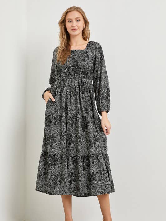 Vestido Midi com estampa floral com estampa por atacado de Polagram by Wellmade USA