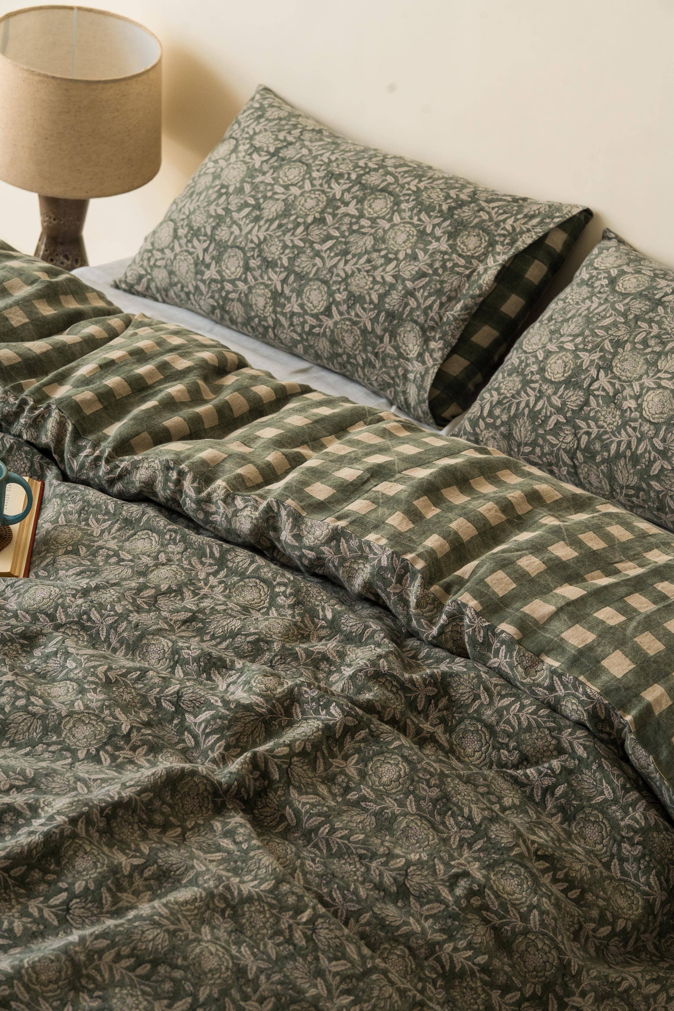 Live Linen - Wholesale Duvet Cover - Traditional Sorrel Block Printed Linen Duvet Cover3