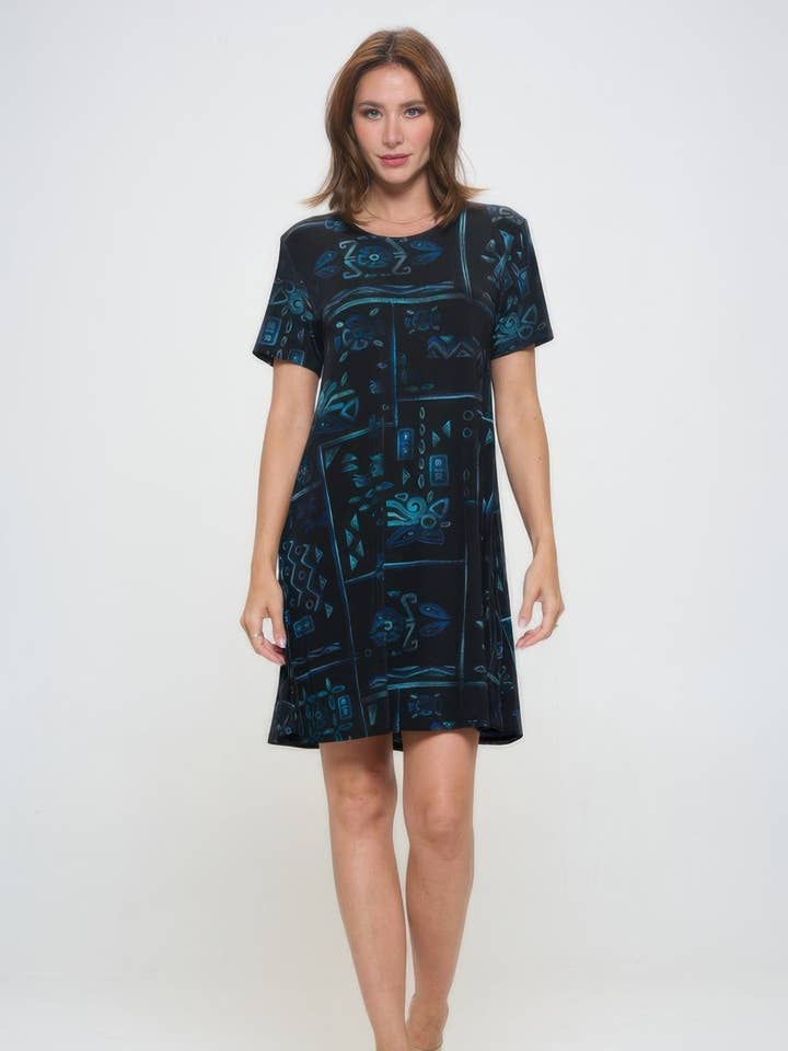 CC Wholesale Clothing - Wholesale Dress - Women's - Plus Size Print Missy Dress Short Sleeve1