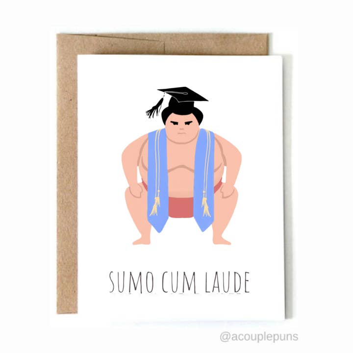 ACouplePuns® - Vente Carte de remise de diplôme - Sumo Cum Laude0