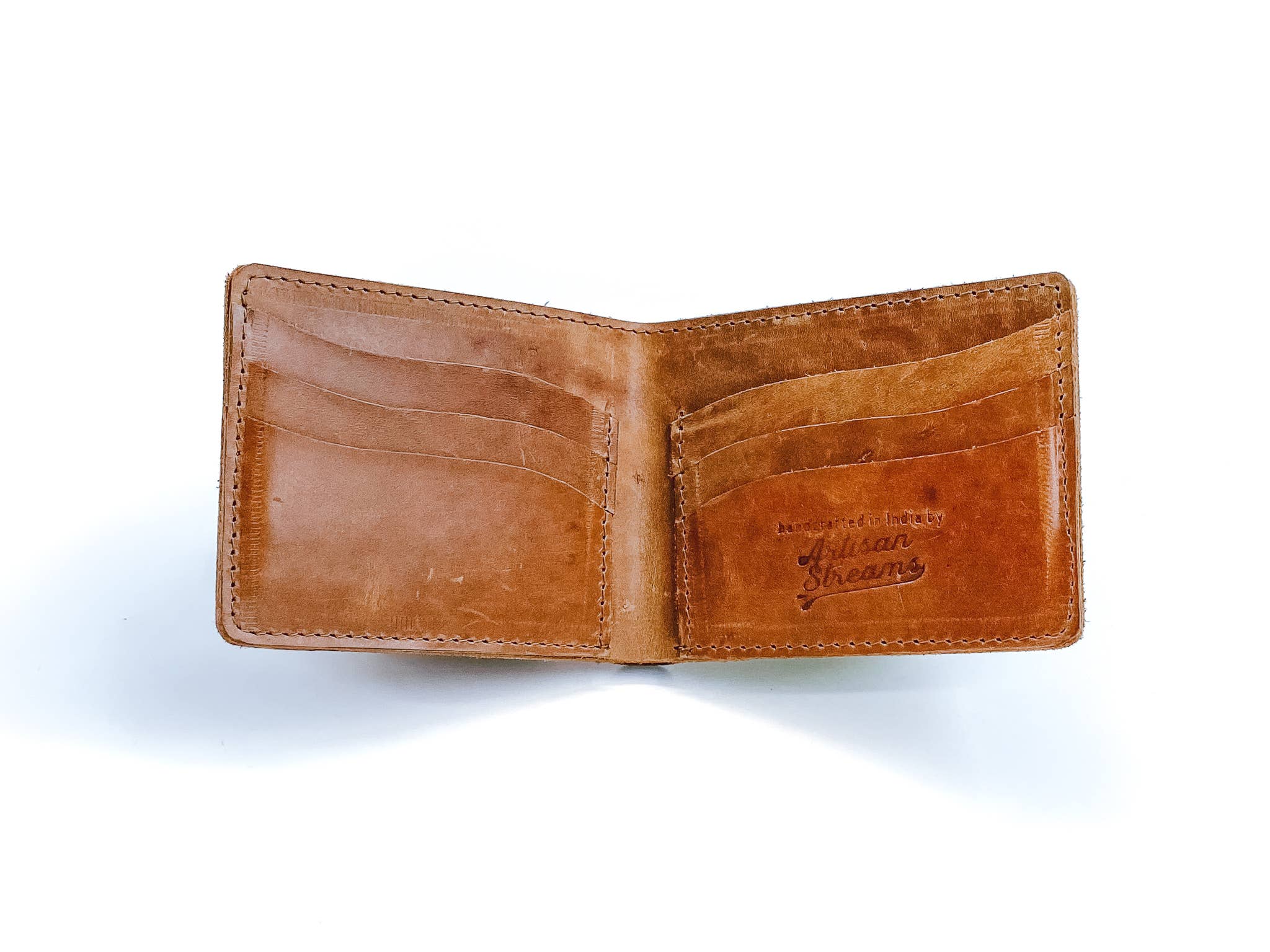 Artisan Streams – wholesale Wallet - Men’s – Men's raw leather bifold wallet - standard brown (Waseem)1
