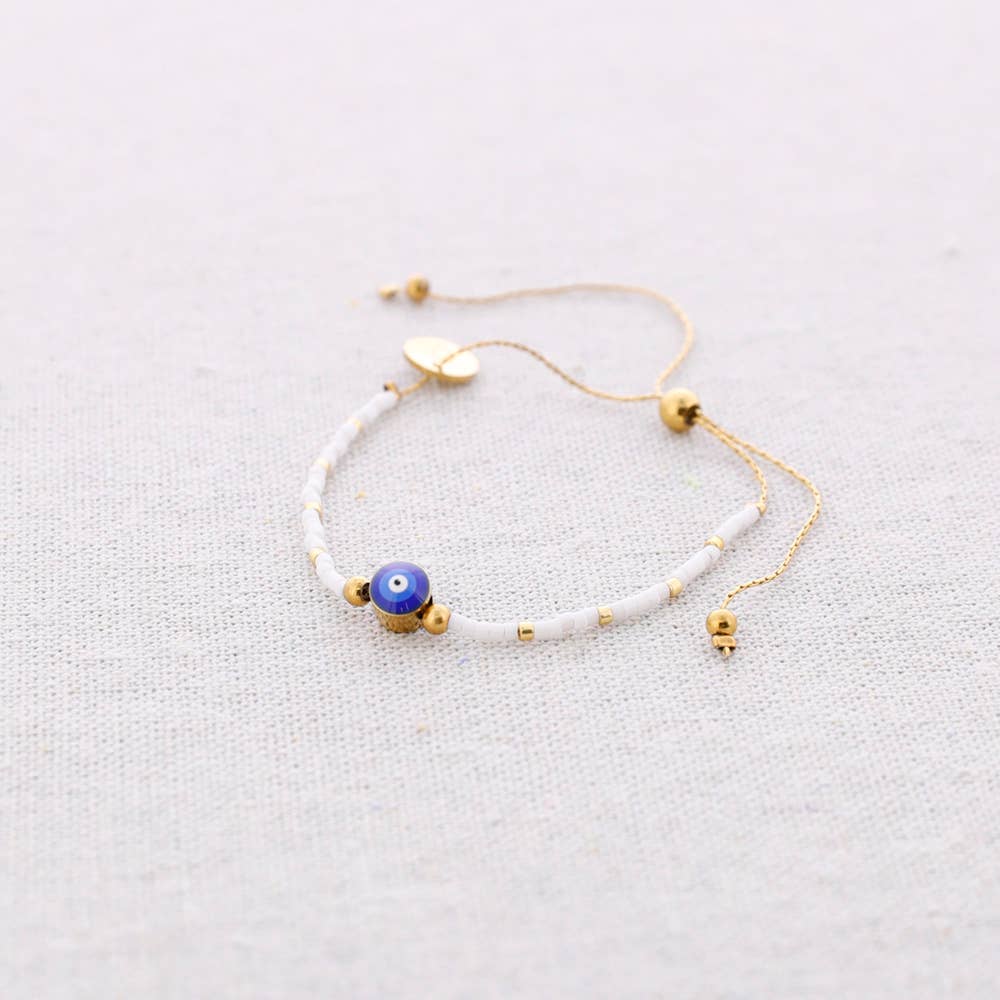 Sonata - Wholesale Snap Jewelry - Steel Macrame Bracelet Miyuki Beads Turkish Eye0