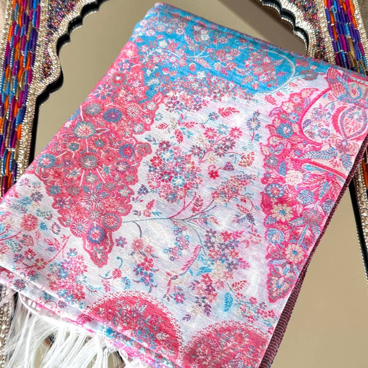 Kani Silk Dupatta - Pearl White Multi Mandala for wholesale by Saaj By G