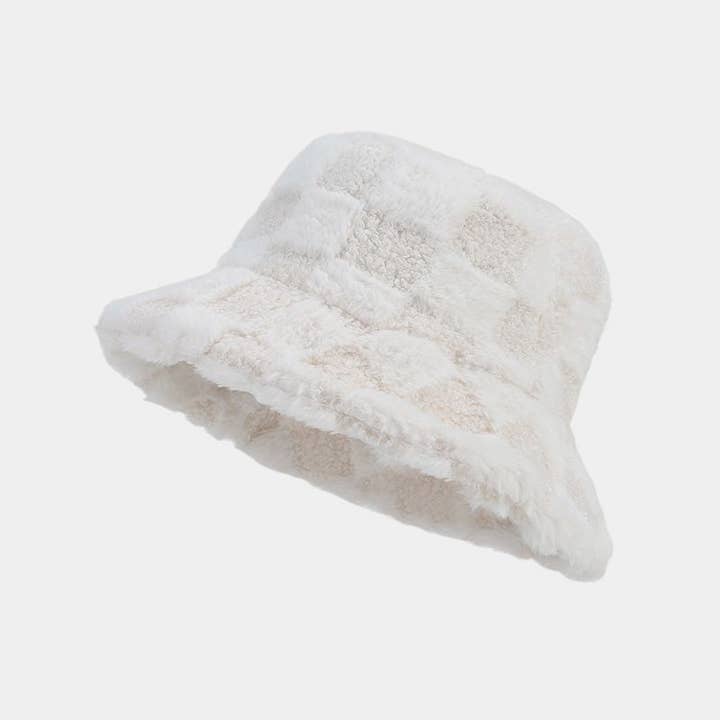 Dipped Shop – wholesale Bucket hat – Women's – Winter Fuzzy Trendy Plaid Thick Warm Bucket Hat DP25G7463