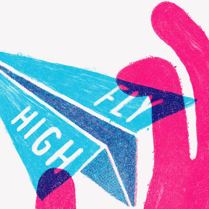 Just Cool Design - Wholesale Art Print - Fly High | A4–A3 Inspirational Paper Plane Print1