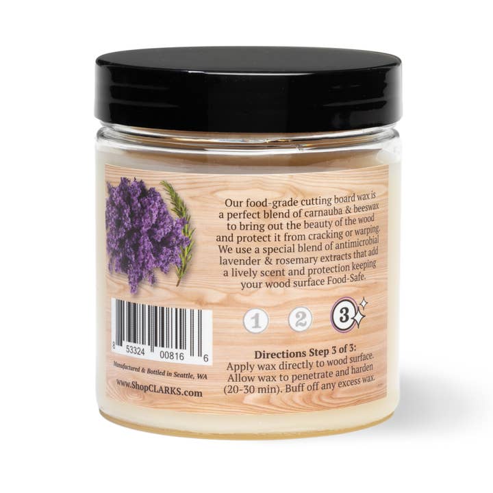 CLARK'S - Wholesale Cutting Board - CLARK'S Cutting Board Wax 6oz | Lavender & Rosemary scented1