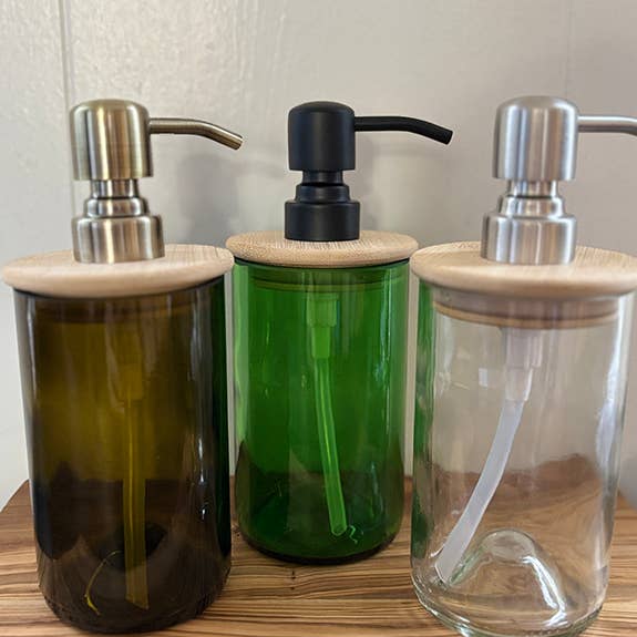 Ethical Global - Wholesale Soap Dispenser - Eco Upcycled Soap Dispensers (Clear, Green, Amber) 12/16 Oz