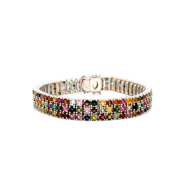 Bracelet multi-tourmalines en argent .925 - KSD 43952 pour la vente par Kotawala Jewels