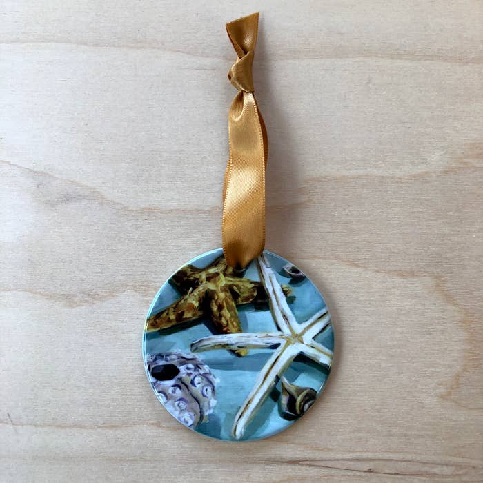 Art by Alyssa - Wholesale Ornament - Shells on Sea Glass Ornament0