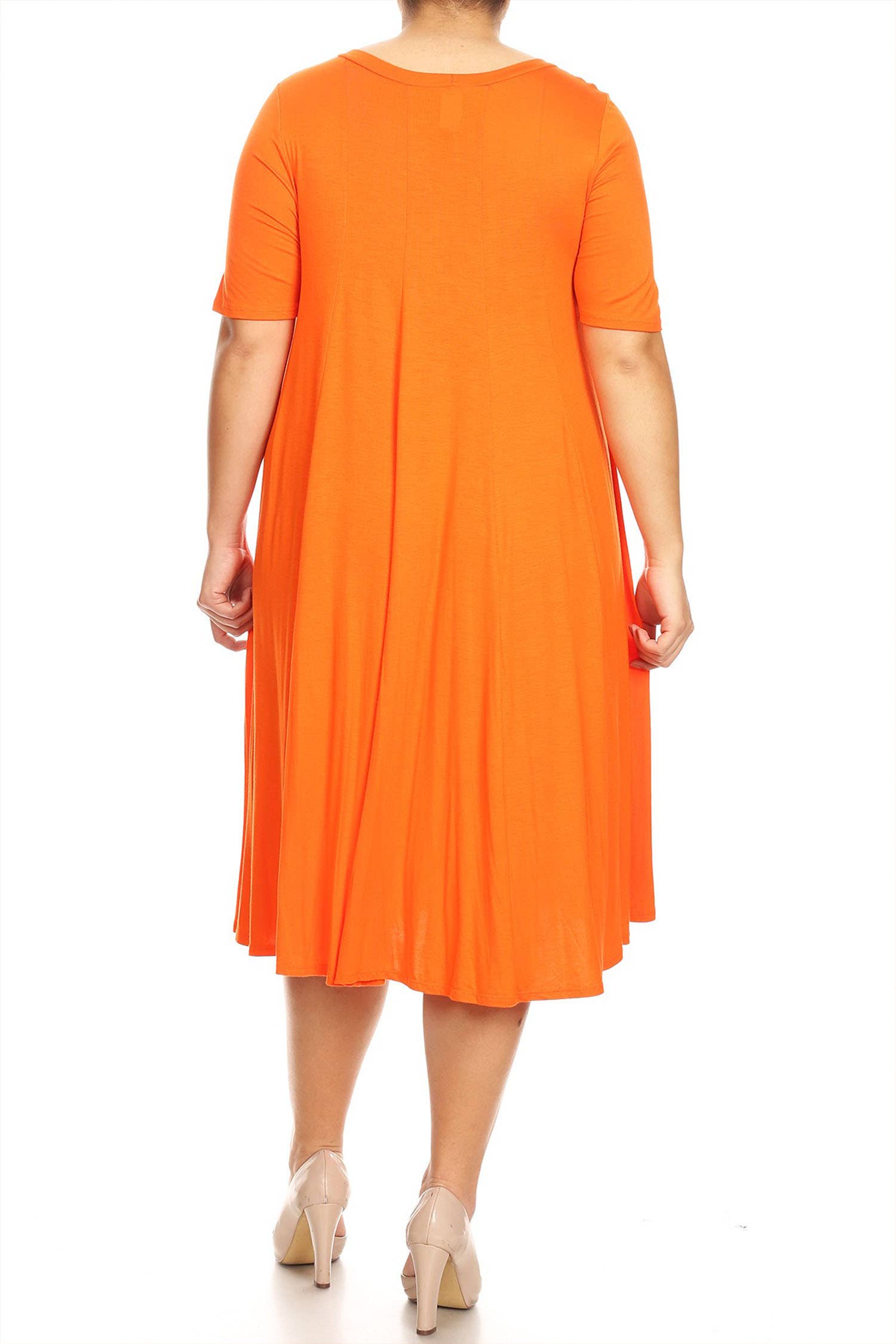 MOA COLLECTION - Wholesale Dress - Women's - Women's Plus Size A-Line Round Neck Casual Solid Midi Dress31