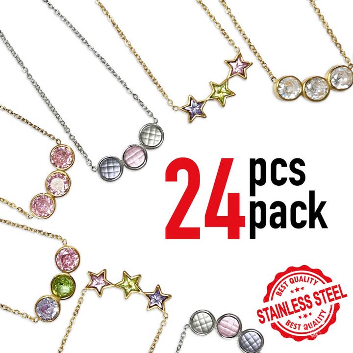 Stainless Steel Assorted Package of Ladies Necklaces for wholesale by AAB Style Inc.