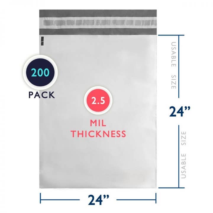 200 PC Poly Mailer 2,5 Mil (24" x 24") #8 for engroshandel hos IPACKNOW INC