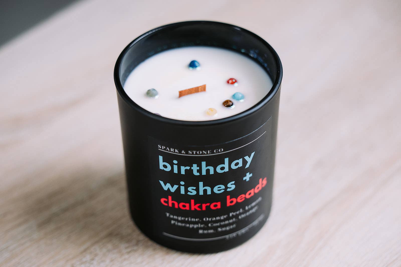 Spark & Stone Co - Wholesale Jar/Filled Candle - Birthday Wishes + Chakra Beads Candle1