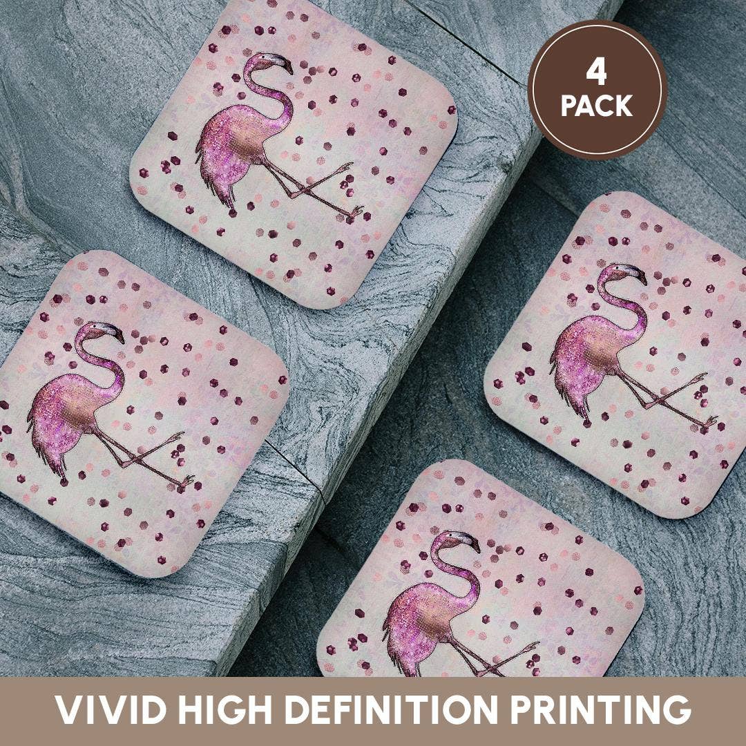 3dRose - Wholesale Coasters - 3dRose, Image of Shimmering And Glittering Flamingo Bird, Coaster12