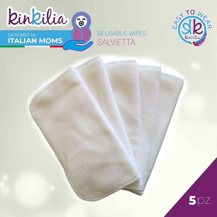 Lingettes réutilisables Kinkilia conçues en Italie pour la vente par Kinkilia