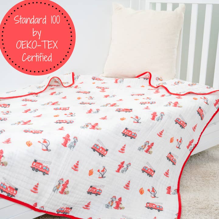 LollyBanks - Wholesale Quilt - Kids & Baby - Fireman Baby Toddler Muslin Blanket2