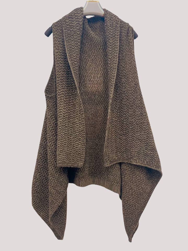 JC083502 Klassieke Gebreide Poncho Vest – Open Voorkant Gedrapeerd Vest voor wholesale door JC Sunny Fashion