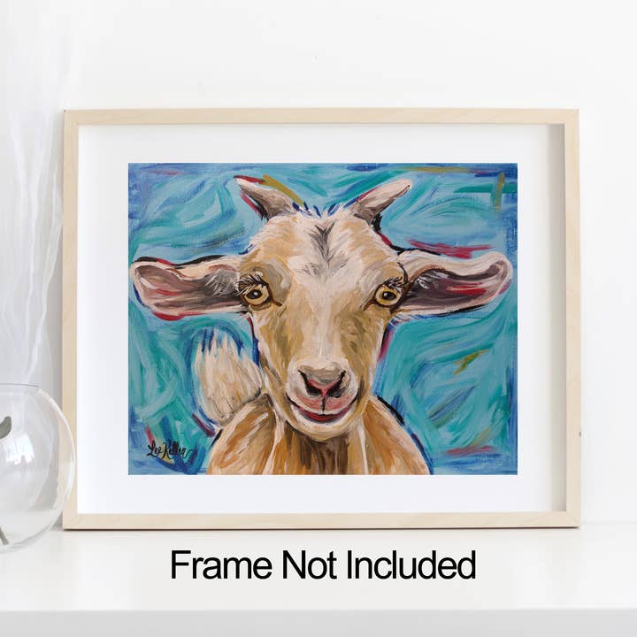 Goat Art Print, 'Buttercup' Goat Art Print for wholesale by Hippie Hound Studios
