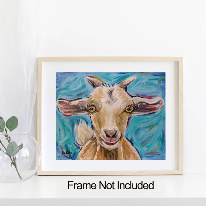 Goat Art Print, 'Buttercup' Goat Art Print for wholesale by Hippie Hound Studios