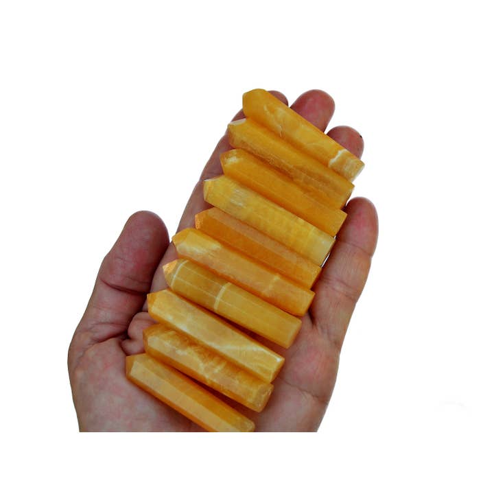 Orange Calcite Crystal Points (50mm - 60mm) for wholesale by Kaia & Crystals
