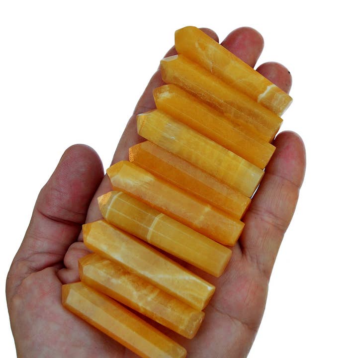 Orange Calcite Crystal Points (50mm - 60mm) for wholesale by Kaia & Crystals