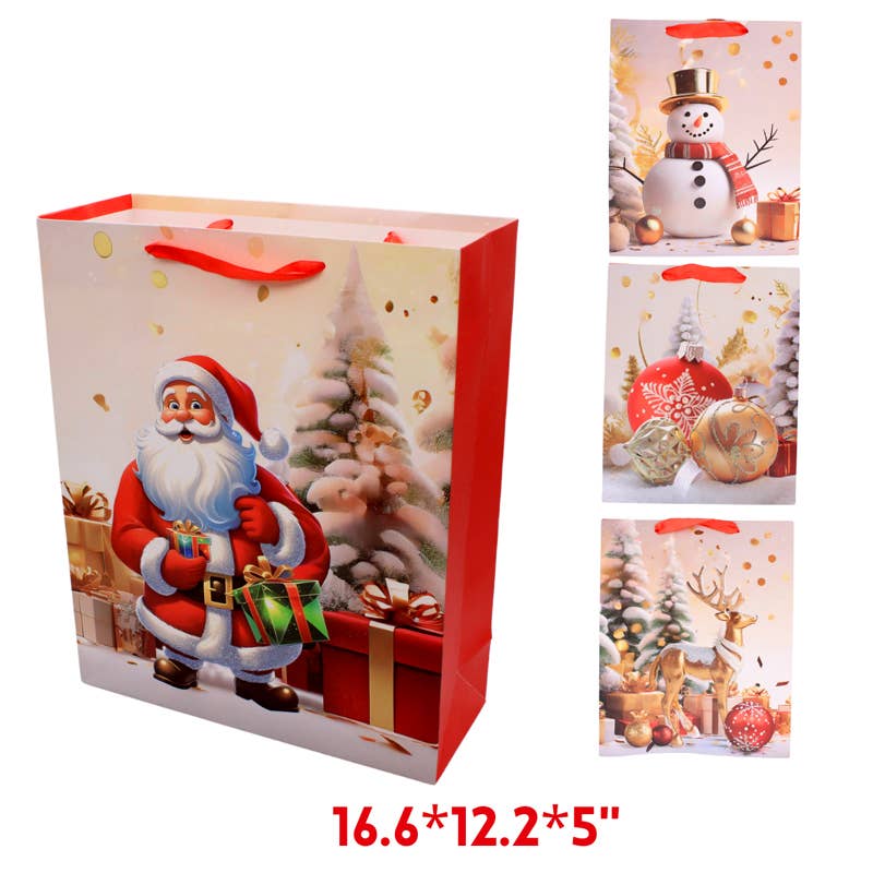 Deluxe Import Trading - Wholesale Gift Bag - Christmas Gift Bag X-Large 16.5" x 12.2" x 5" Red0