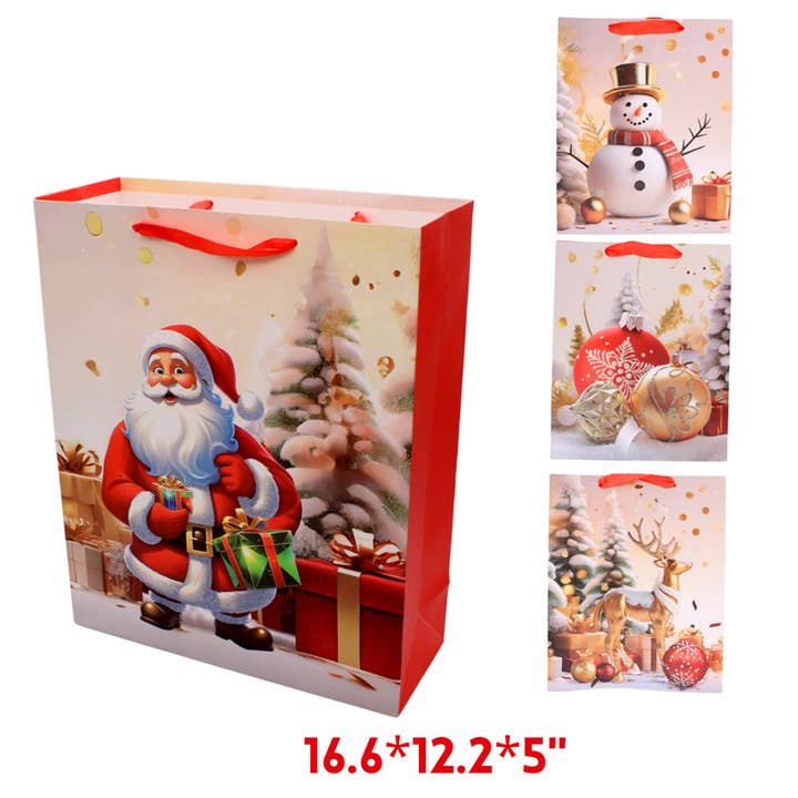 Deluxe Import Trading - Wholesale Gift Bag - Christmas Gift Bag X-Large 16.5" x 12.2" x 5" Red