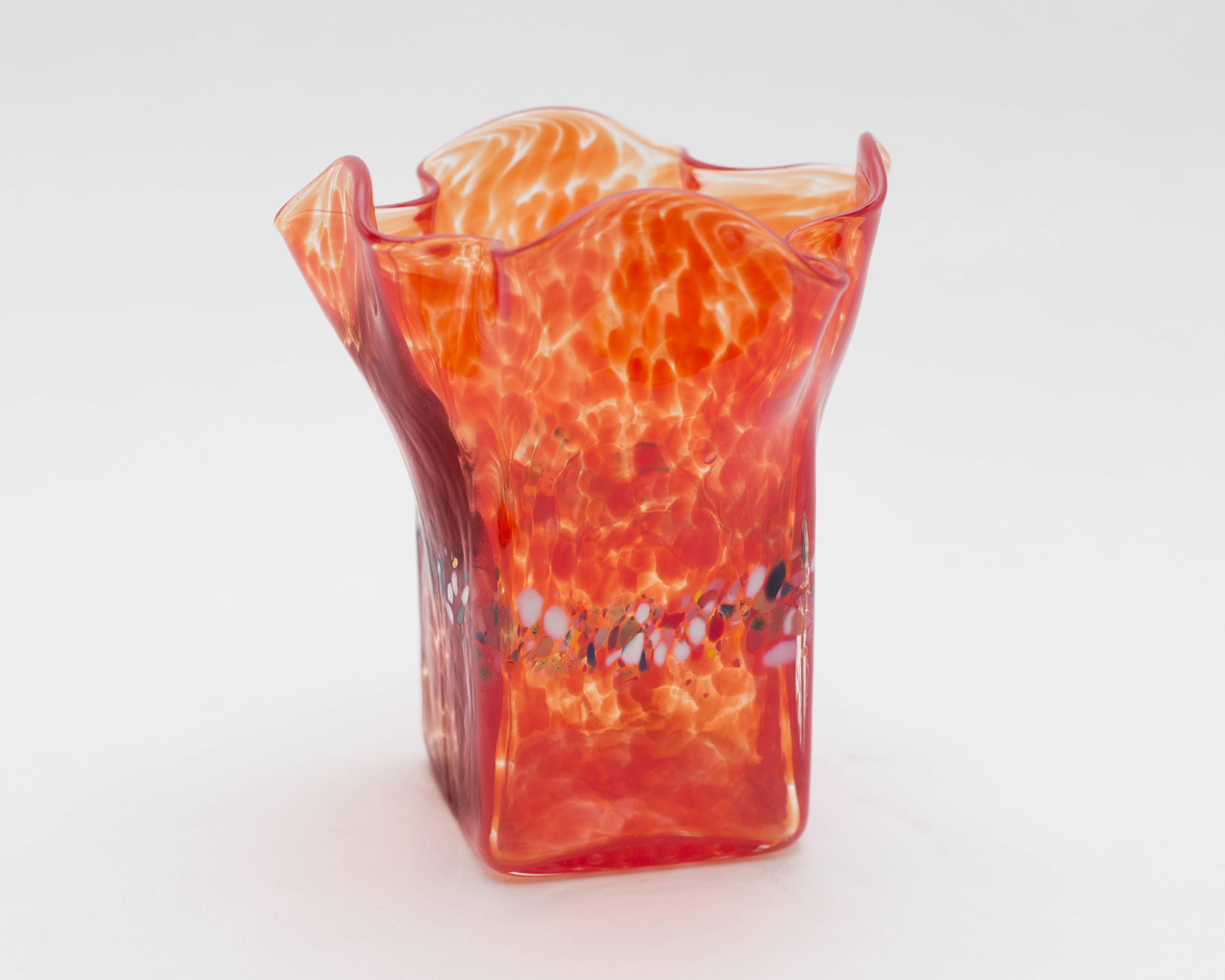 Slow Burn Glass Studio LLC – Großhandel Vasen – Vase aus handgeblasenem Glas mit Rüschen3