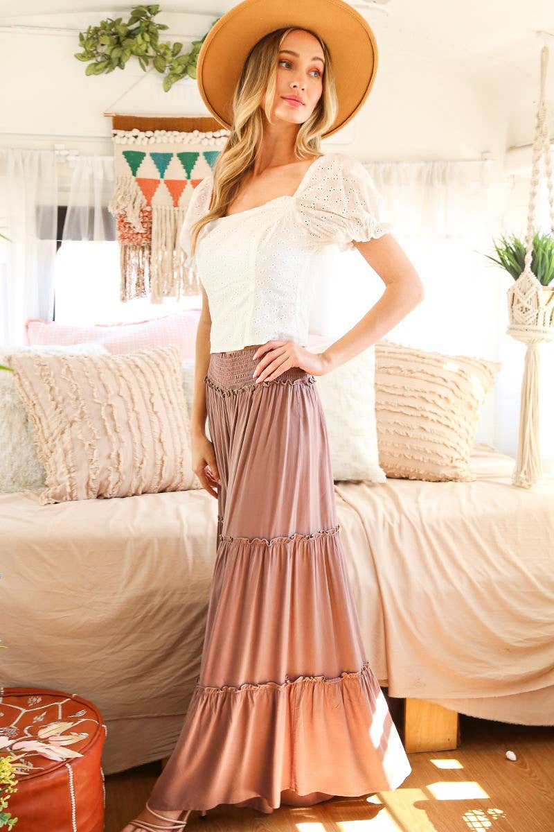 Vine & Love - Wholesale Pants - Women's - Maxi Tiered  Wide Leg Beach Palazzo Pants VP730520