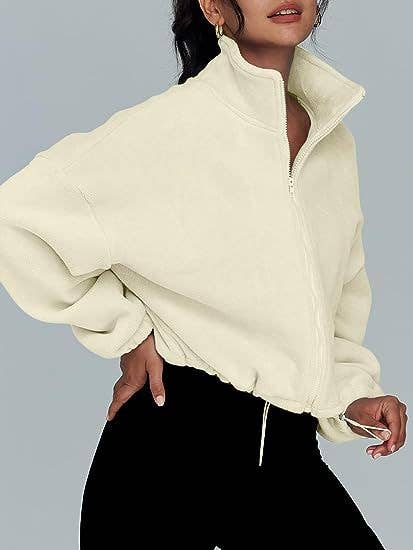 safistyle - Wholesale Jacket - Women's - Zip-Up Drawstring Cropped Jacket10