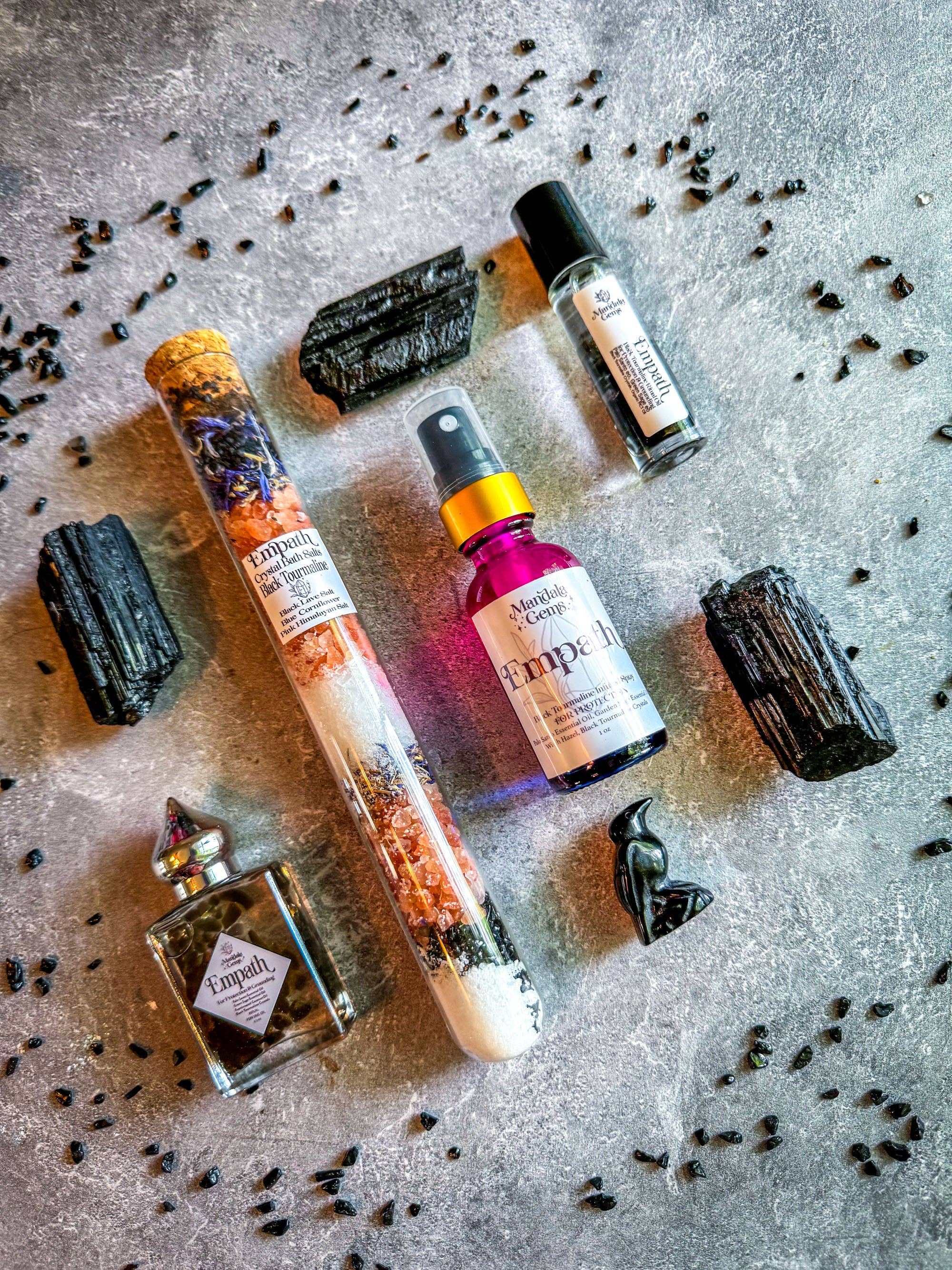 Mandala Gems - Venta al por mayor Aceite de fragancias - Perfume Natural con Cristales de Protección EMPATH Infundido con Turmalina Negra3