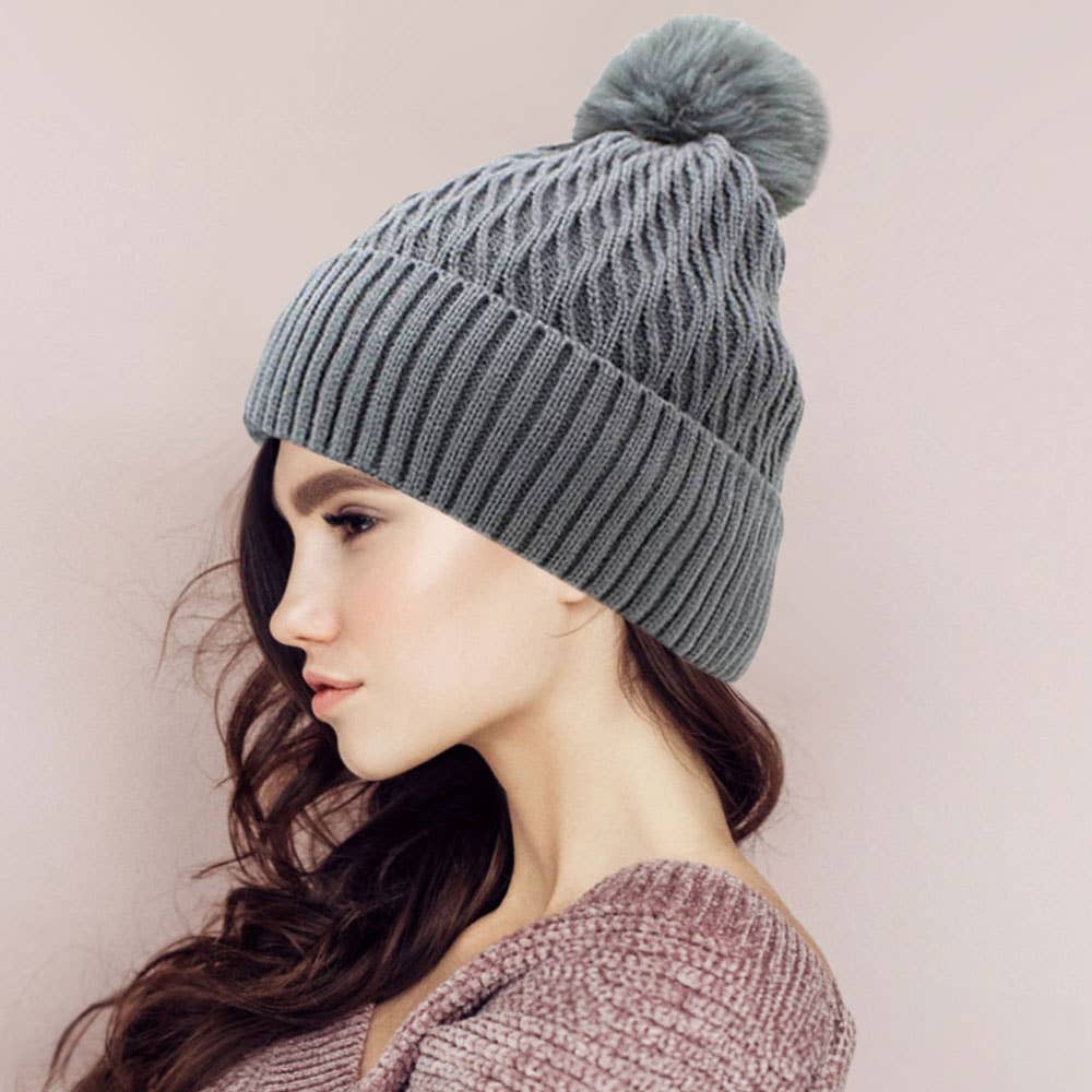 Sensibling Corp. - Wholesale Beanie - Women's - 12PCS - Pom Pom Ribbed Knit Winter Beanie Hats2