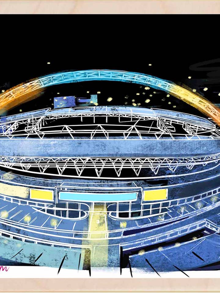 Stadio di Wembley, Londra - Carte e magneti ecologici per la vendita all'ingrosso da parte di THE WOODEN POSTCARD COMPANY