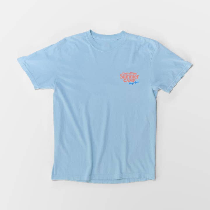 Central Time Summer Camp Heavyweight Tee - Washed Sky Blue for wholesale by Giltee
