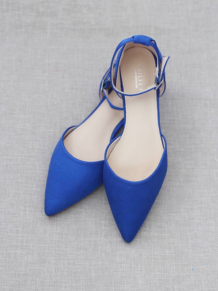 Kailee P. - Wholesale Flats - Women's - Satin Pointy Toe Flats with Ankle Strap29