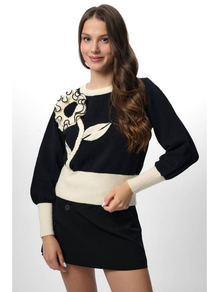 SAACHI - Wholesale Knit Sweater - Women's - Ruffled Bloom Pullover Sweater6