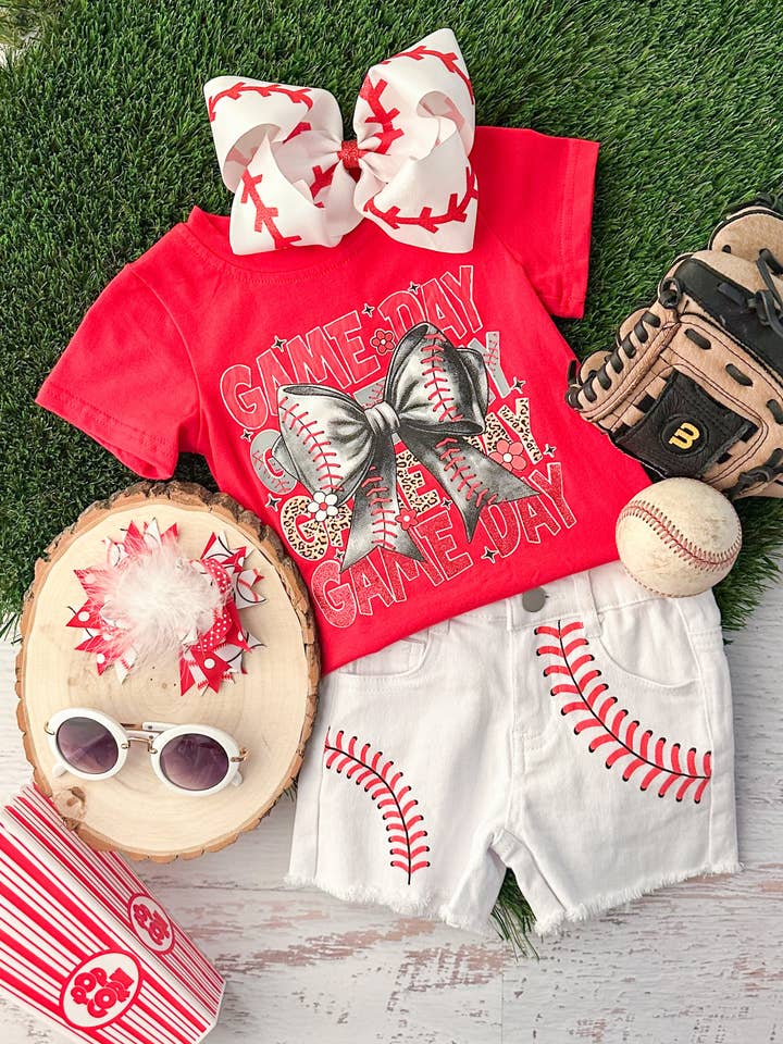 The Hair Bow Company - Wholesale Top & Short Set - Kids - Game Day Baseball Shorts Set