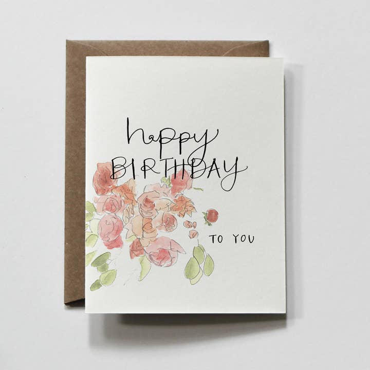 everglow handmade – wholesale Födelsedagskort – Till dig blommig | Rosa blommor Grattis på födelsedagen hälsningskort1
