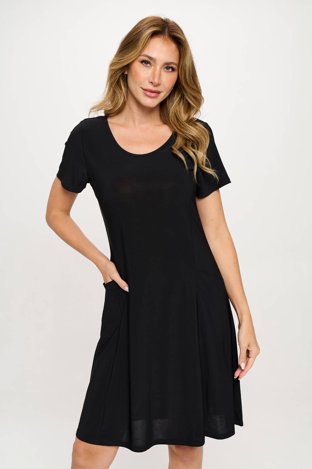 Black HIT Princess Line Dress with Pockets-7094HT-SRS1-K for wholesale on Faire4
