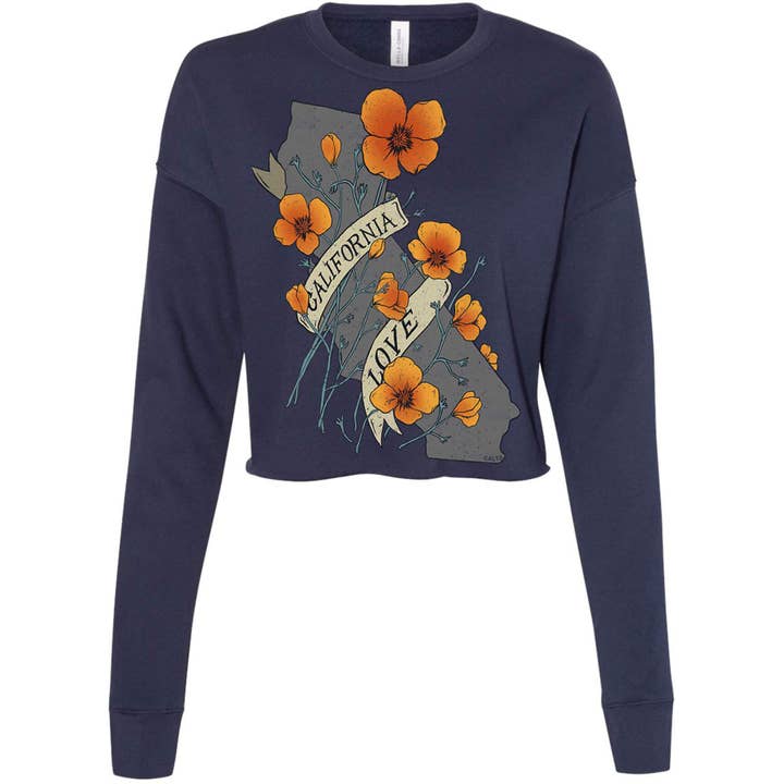 Poppies California Love Cropped Sweater for wholesale by State Bliss
