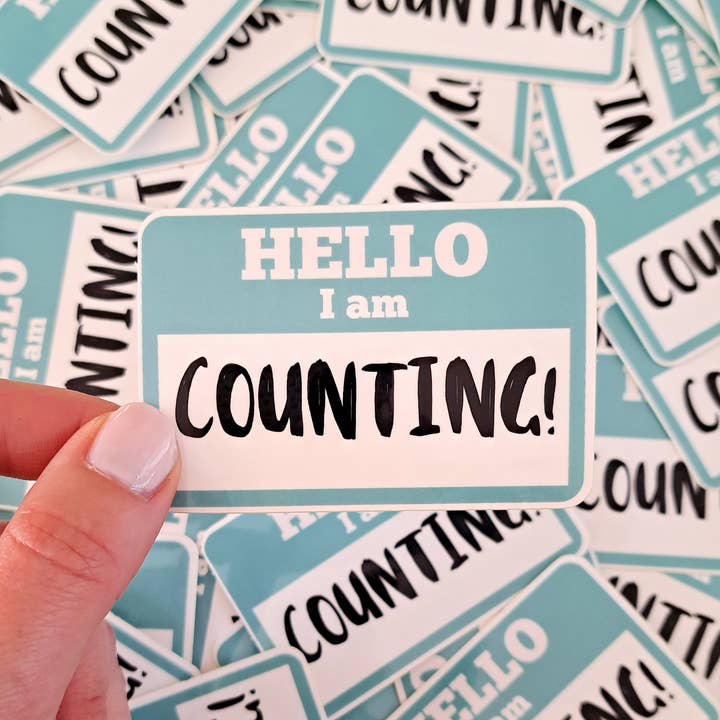 Hello I am COUNTING! Sticker | Funny Crochet Knitting for wholesale by The Pigeon's Nest