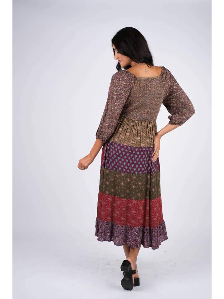 Sacred Threads - Wholesale Dress - Women's - Enchanting Boho Patchwork Maxi Dress