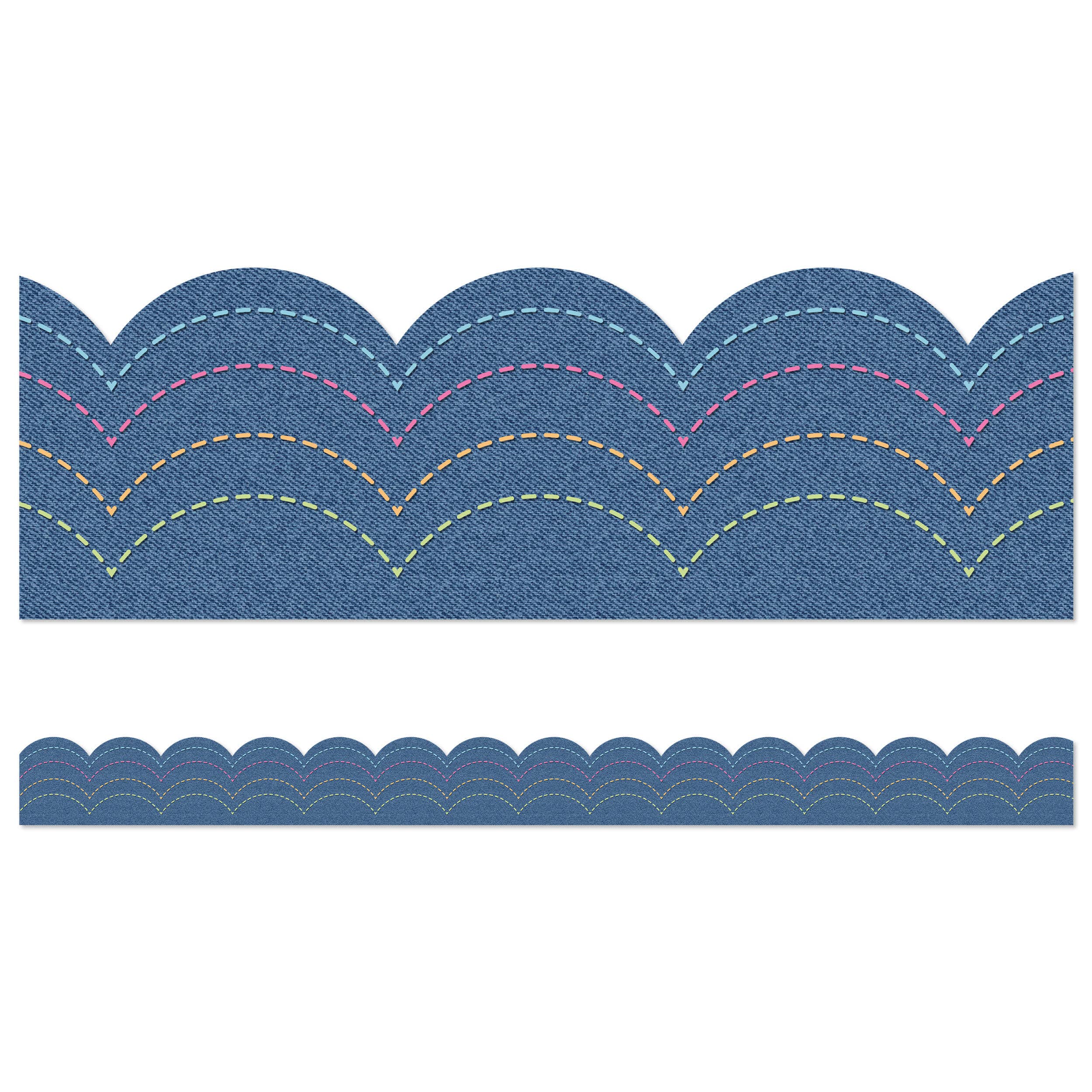 Carson Dellosa Education - Wholesale Bulletin Board - Crafty and Cool Denim Straight Bulletin Board Borders0