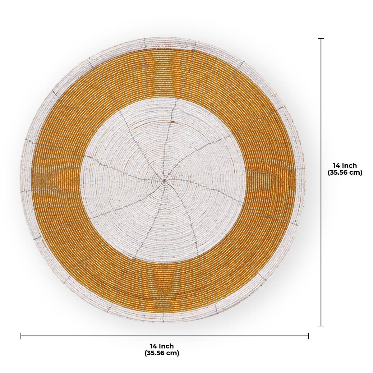 White Gold Handmade Beaded Placemats Round Dining Set of 4 for wholesale on Faire7