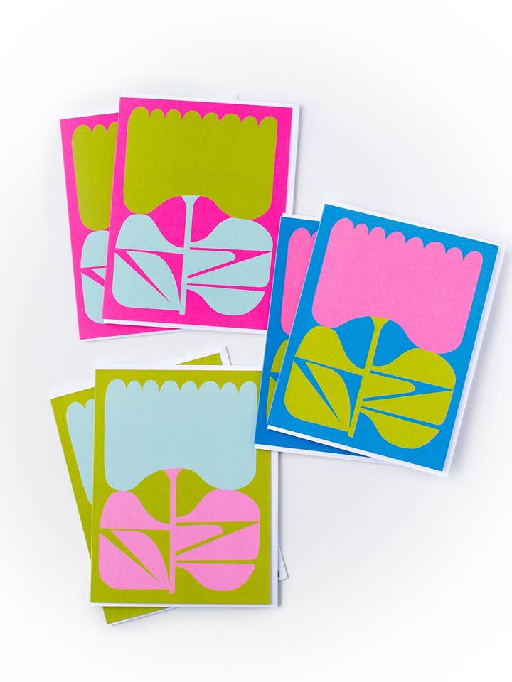 Coffret de 6 cartes de vœux avec trois tulipes pour la vente par Lisa Congdon Art & Illustration