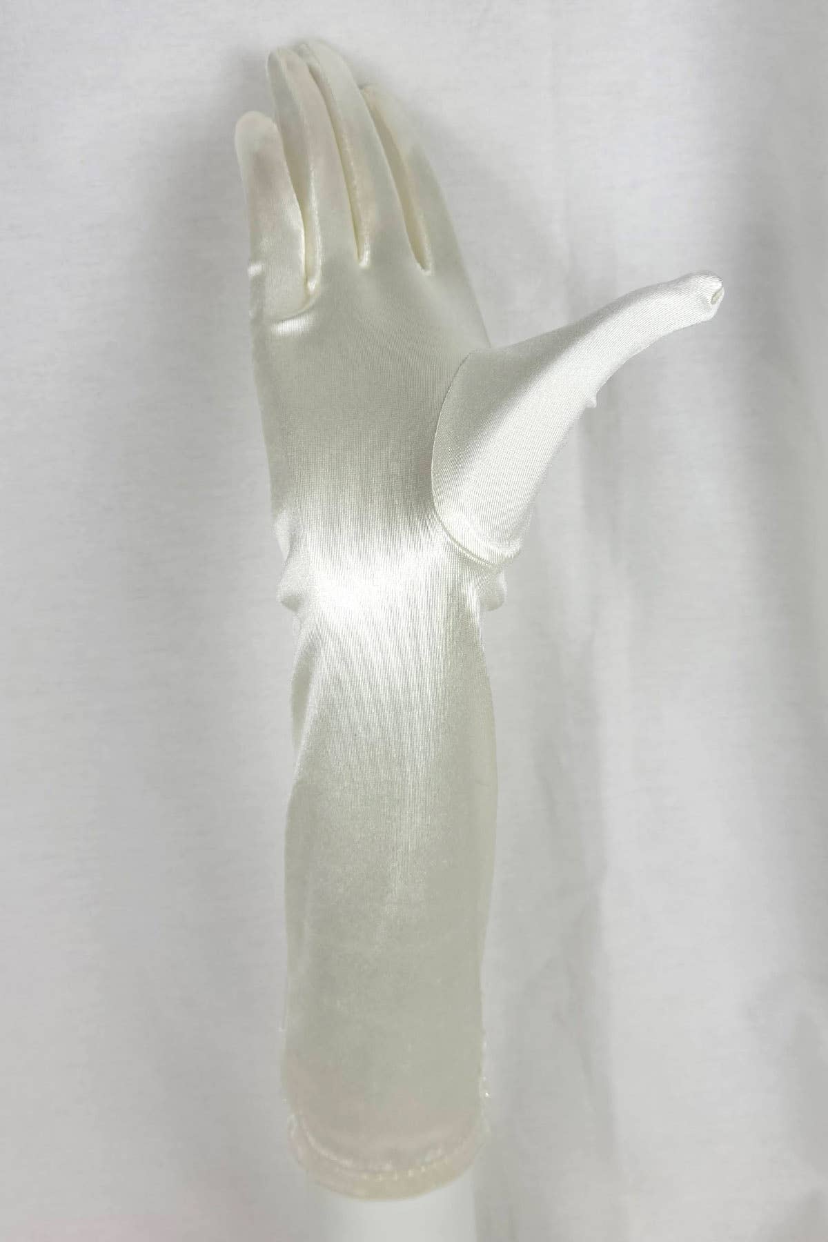 Chicas - Wholesale Gloves – Women's - Pair of Long Satin Gloves With Lace and Pearls G4388BL4