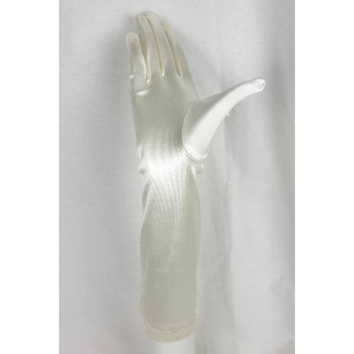 Chicas - Wholesale Gloves – Women's - Pair of Long Satin Gloves With Lace and Pearls G4388BL4