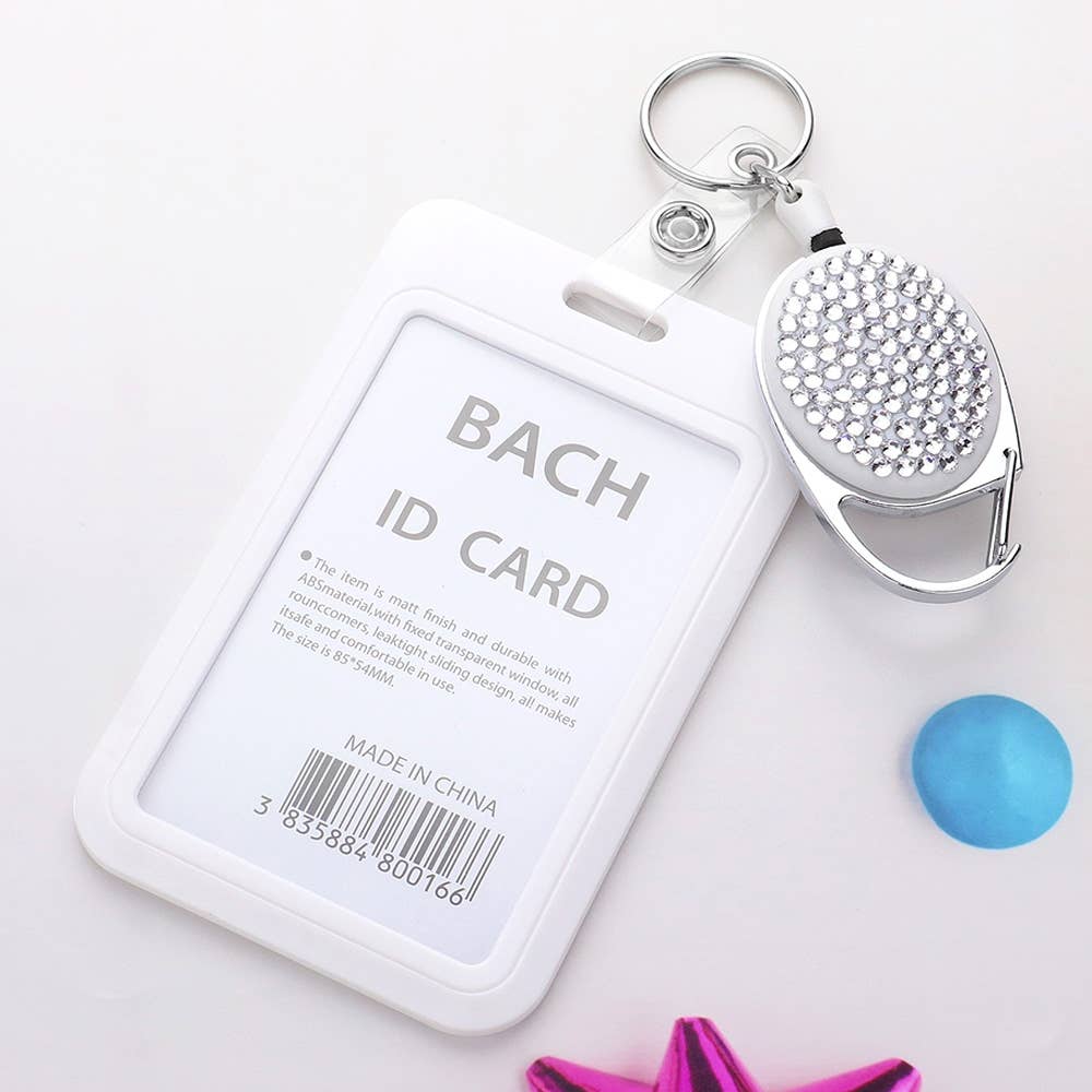 Sensibling Corp. - Wholesale Card Holder - Women's - Bling Studded Tag Pointed Retractable ID Card Holder5
