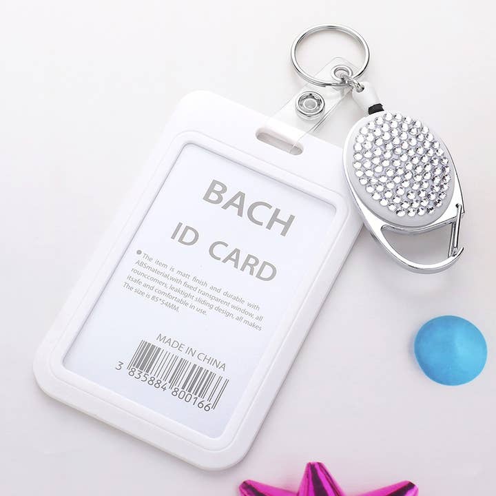 Sensibling Corp. - Wholesale Card Holder - Women's - Bling Studded Tag Pointed Retractable ID Card Holder5